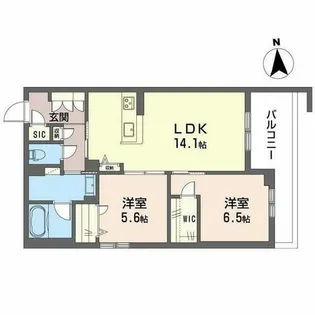 ラ ウェスト【0202号室】の間取り