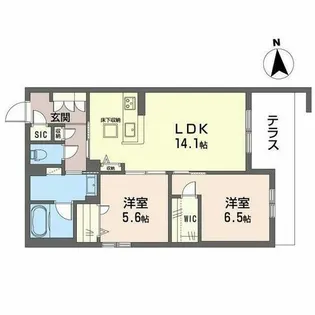 ラ ウェスト【0102号室】の間取り
