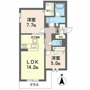シャーメゾン レーヴ【0101号室】の間取り