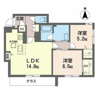 シャーメゾン レーヴ【1階】の間取り