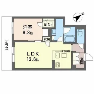 1LDKの間取り画像