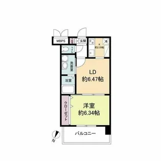 レジディア天神【6階】の間取り