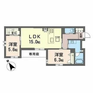 2LDKの間取り画像