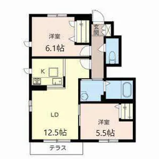 プリムベール豊中 2号館【1階】の間取り