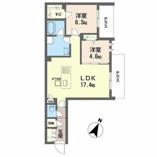 ハムステッドアレー【0102号室】の間取り