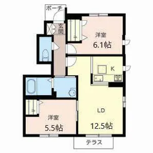 プリムベール豊中 2号館【1階】の間取り