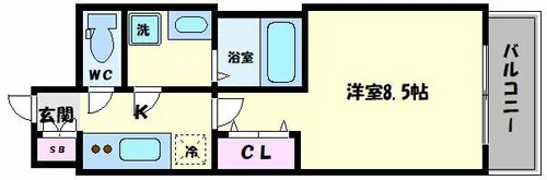 レジュールアッシュ天王寺堂ヶ芝【13階】の間取り