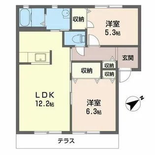 ディアス 二色ノ浜【0102号室】の間取り