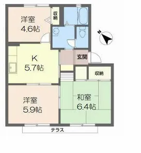 コスモスハイツ・郷【0102号室】の間取り