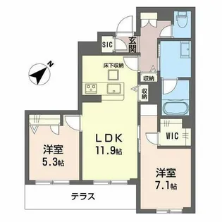 メゾン ド ルクス【0102号室】の間取り