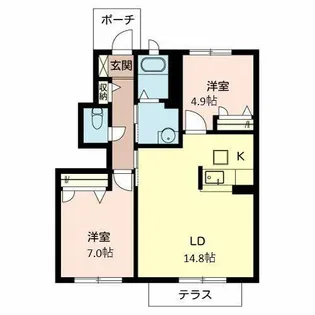 シャーメゾン下中島【0102号室】の間取り
