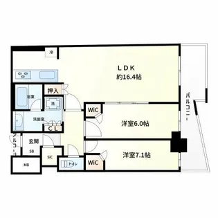 大阪ひびきの街ザ・サンクタスタワー【21階】の間取り
