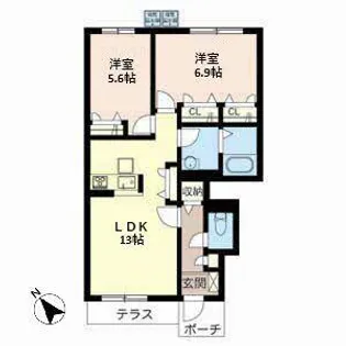 シャーメゾン華【0102号室】の間取り