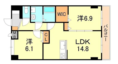 エアリーヒルズ芦屋【4階】の間取り