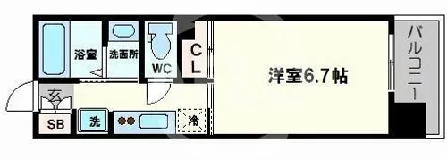 ル・パルトネール難波【2階】の間取り