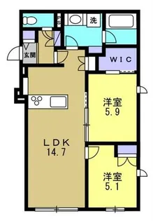 ベル アントレ西宮【1階】の間取り