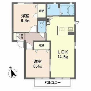 バリュージュ住吉【A202号室】の間取り