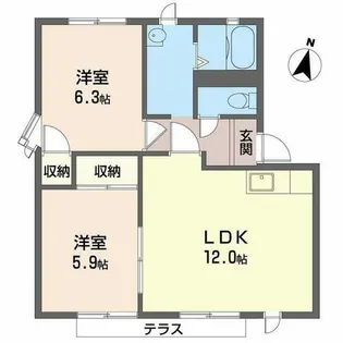 サンロードSII【A102号室】の間取り