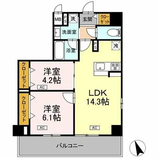 ヴィラ トルチュ東刈谷【5階】の間取り