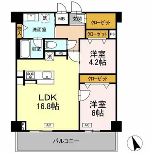 ヴィラ トルチュ東刈谷【5階】の間取り