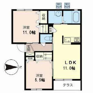 シャーメゾン UN【0102号室】の間取り