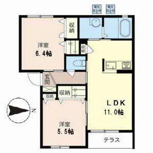 シャーメゾン UN【0102号室】の間取り