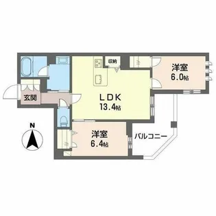 エクレール ヴェール シャーメゾン西院【2階】の間取り