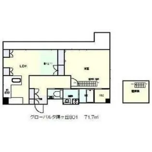 グローバル夕陽ヶ丘【8階】の間取り