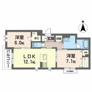 シャーメゾンcaespes・A小野堀【0202号室】の間取り