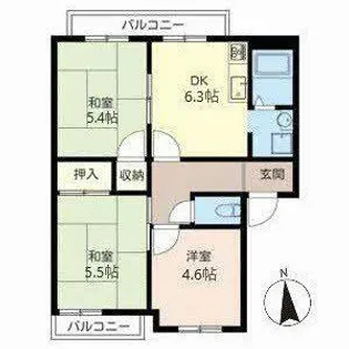ガーデンハイツ花園【0105号室】の間取り