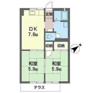 グリーンタウン國本B棟【0101号室】の間取り