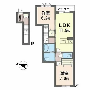サン ビレッジ【2階】の間取り