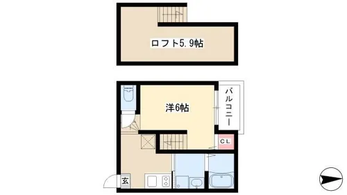ハーモニーテラス黄金【205号室】の間取り