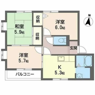メゾン六甲C【C201号室】の間取り