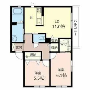 シャーメゾン谷上南町III【0202号室】の間取り