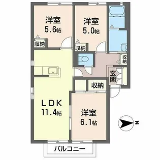 グリーンハイツR A棟【0201号室】の間取り