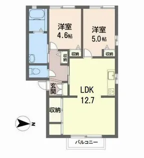 ジョイフルハイツ富木【A202号室】の間取り