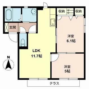 ディアス福泉【E102号室】の間取り