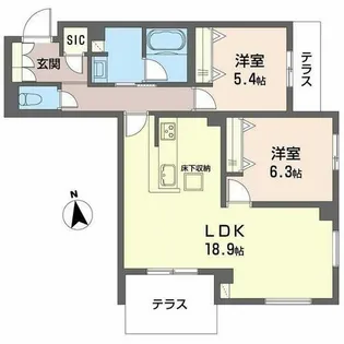 アリビオ 田辺【0101号室】の間取り