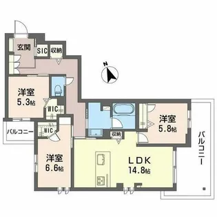 ココン 文の里【3階】の間取り