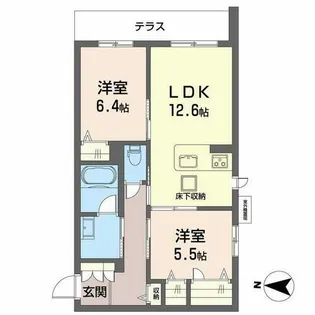 シャーメゾン ジー コート ホウゼンジ【0105号室】の間取り