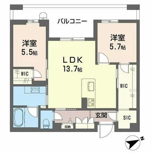 アルテーヌ浜寺元町【0203号室】の間取り