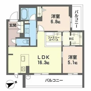 アルテーヌ浜寺元町【0201号室】の間取り