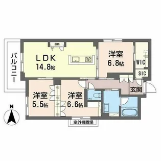 シャーメゾン北田辺【0201号室】の間取り