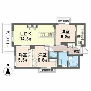 シャーメゾン北田辺【0301号室】の間取り