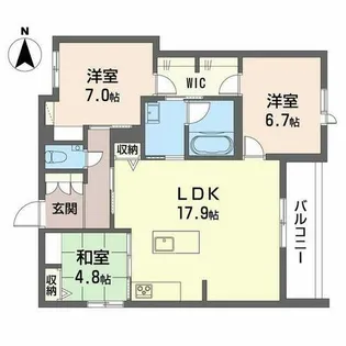 シャーメゾン北田辺【0202号室】の間取り