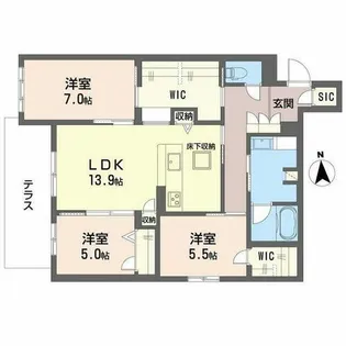 フレシア天王寺【1階】の間取り