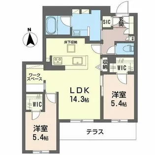 フレシア天王寺【1階】の間取り