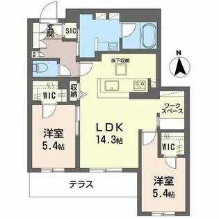 フレシア天王寺【1階】の間取り