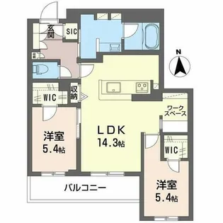 フレシア天王寺【2階】の間取り